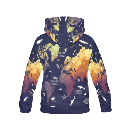 ocean world map All Over Print Hoodie for Women (USA Size) (Model H13)