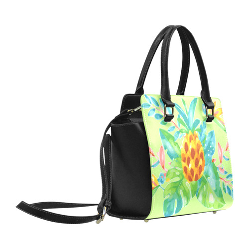 Summer Tropical Pineapple Fruit Floral Classic Shoulder Handbag (Model 1653)