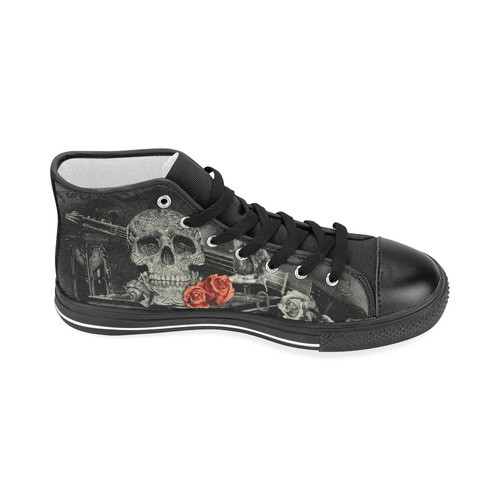 Steampunk Alchemist Mage Red Roses Celtic Skull Women's Classic High Top Canvas Shoes (Model 017)