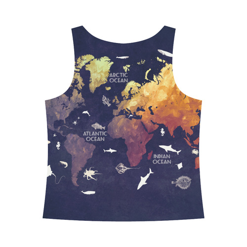 ocean world map All Over Print Tank Top for Women (Model T43)