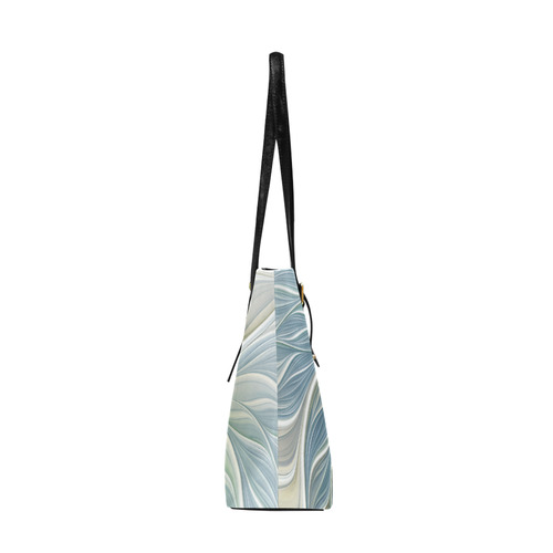 Floral Fantasy Pattern Abstract Blue Khaki Fractal Euramerican Tote Bag/Large (Model 1656)