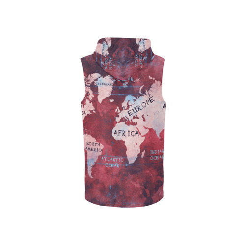 world map All Over Print Sleeveless Zip Up Hoodie for Women (Model H16)