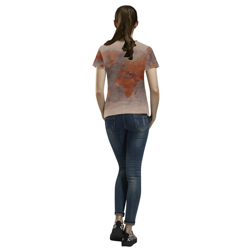 world map 29 All Over Print T-Shirt for Women (USA Size) (Model T40)