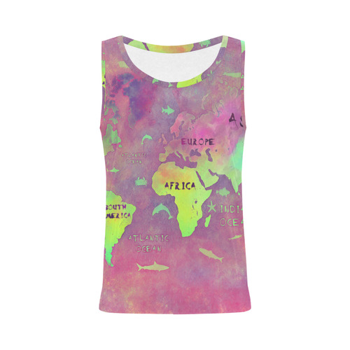 world map All Over Print Tank Top for Women (Model T43)