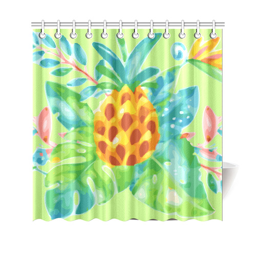 Summer Tropical Pineapple Fruit Floral Shower Curtain 69"x70"