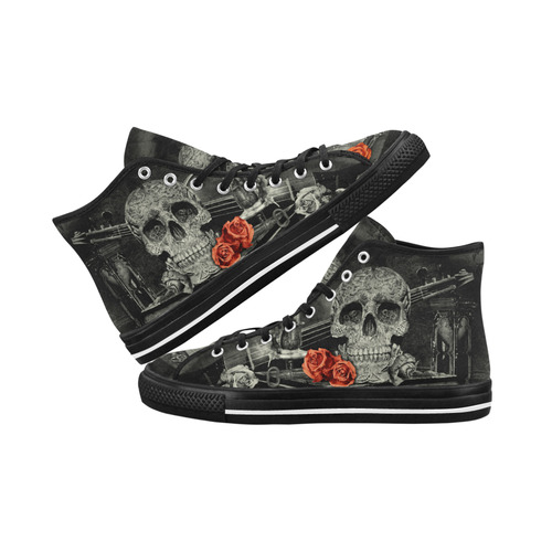 Steampunk Alchemist Mage Red Roses Celtic Skull Vancouver H Men's Canvas Shoes/Large (1013-1)