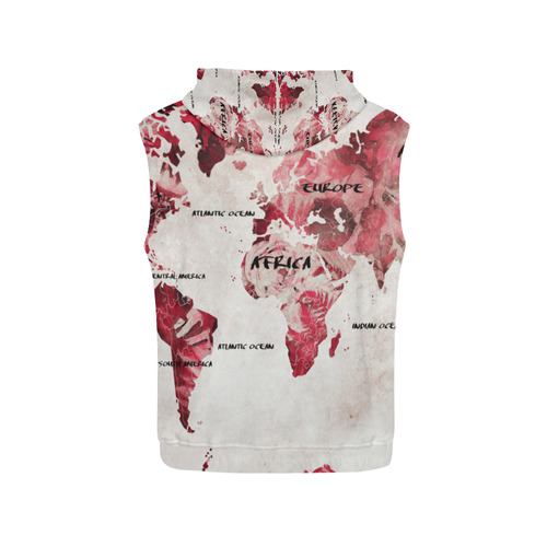 world map All Over Print Sleeveless Hoodie for Women (Model H15)