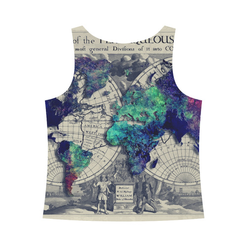 world map 22 All Over Print Tank Top for Women (Model T43)