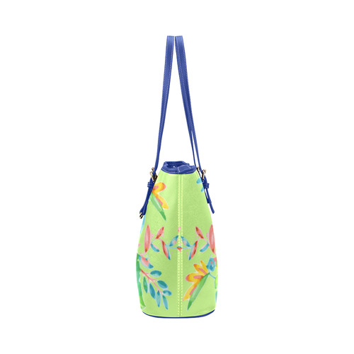 Summer Tropical Pineapple Fruit Floral Leather Tote Bag/Small (Model 1651)