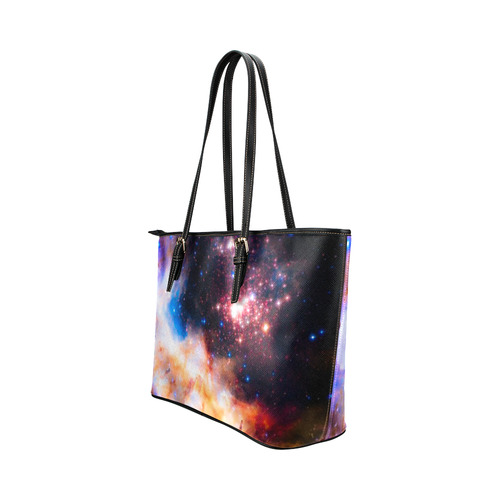 Splendid Galaxy Star Galaxies Leather Tote Bag/Small (Model 1651)