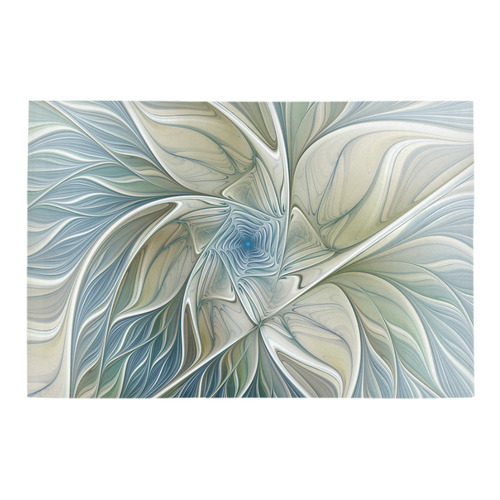 Floral Fantasy Pattern Abstract Blue Khaki Fractal Azalea Doormat 24" x 16" (Sponge Material)