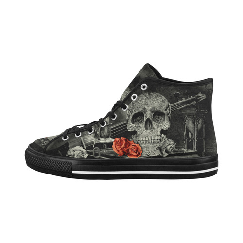 Steampunk Alchemist Mage Red Roses Celtic Skull Vancouver H Men's Canvas Shoes/Large (1013-1)