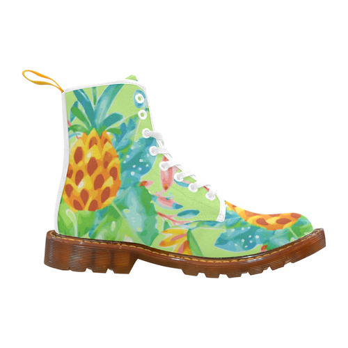 Summer Tropical Pineapple Fruit Floral Martin Boots For Women Model 1203H