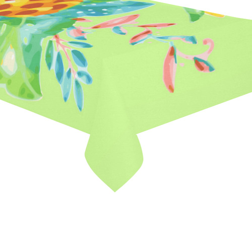 Summer Tropical Pineapple Fruit Floral Cotton Linen Tablecloth 60"x120"