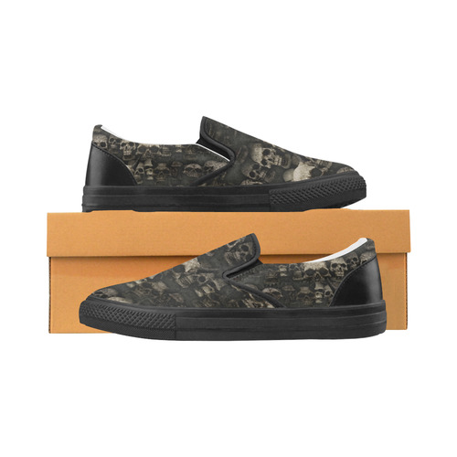 Crypt of the devilish dead skull Men's Slip-on Canvas Shoes (Model 019)