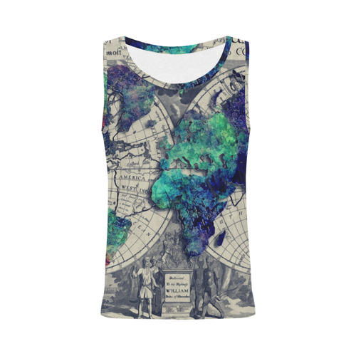 world map 22 All Over Print Tank Top for Women (Model T43)