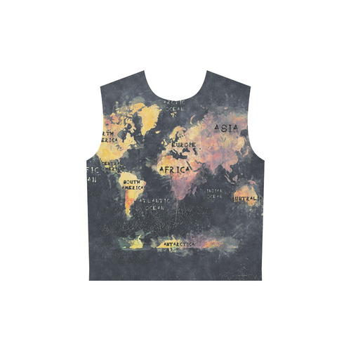 world map OCEANS and continents All Over Print Sleeveless Hoodie for Women (Model H15)