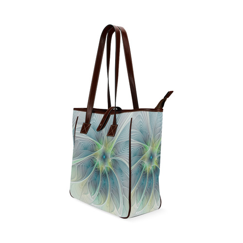 Floral Fantasy Abstract Blue Green Fractal Flower Classic Tote Bag (Model 1644)