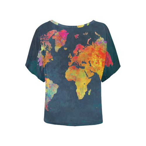 world map 16 Women's Batwing-Sleeved Blouse T shirt (Model T44)