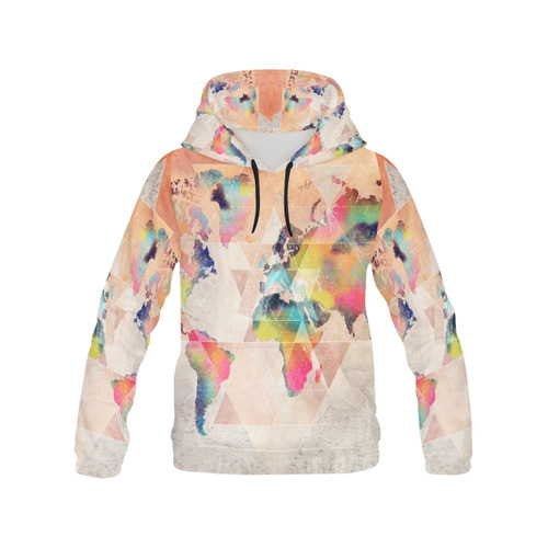 world map All Over Print Hoodie for Women (USA Size) (Model H13)