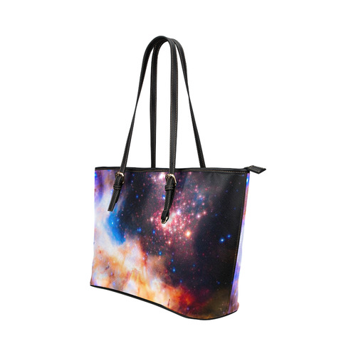 Splendid Galaxy Star Galaxies Leather Tote Bag/Small (Model 1651)