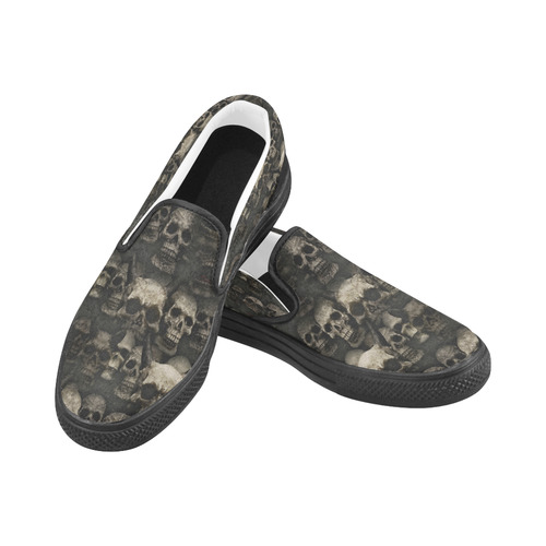 Crypt of the devilish dead skull Men's Slip-on Canvas Shoes (Model 019)