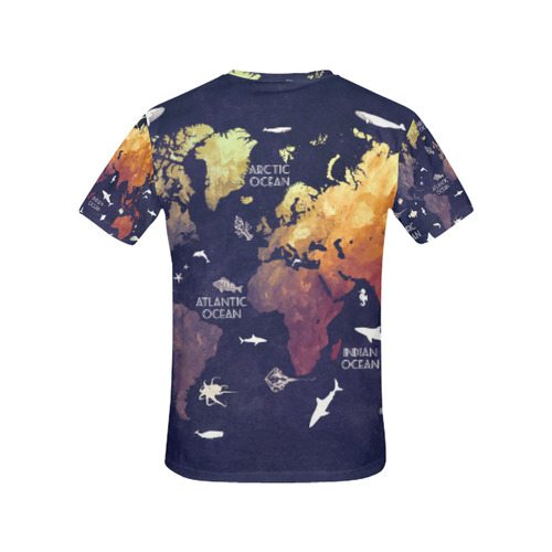 ocean world map All Over Print T-Shirt for Women (USA Size) (Model T40)