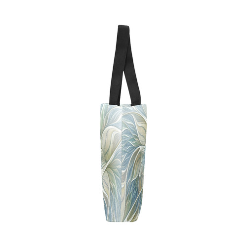 Floral Fantasy Pattern Abstract Blue Khaki Fractal Canvas Tote Bag (Model 1657)