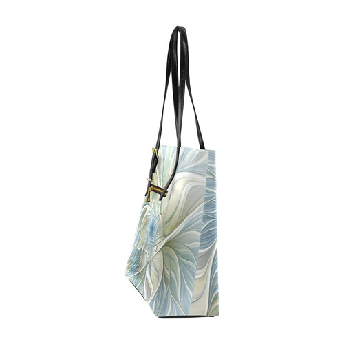 Floral Fantasy Pattern Abstract Blue Khaki Fractal Euramerican Tote Bag/Small (Model 1655)