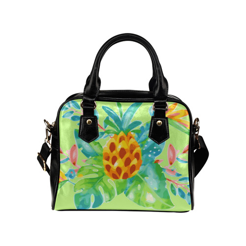 Summer Tropical Pineapple Fruit Floral Shoulder Handbag (Model 1634)