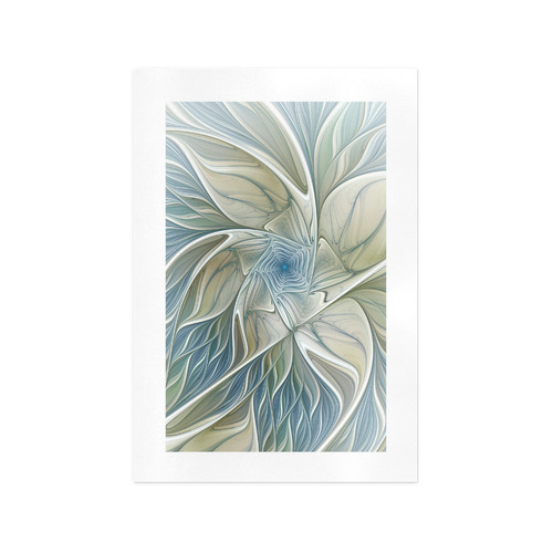 Floral Fantasy Pattern Abstract Blue Khaki Fractal Art Print 13‘’x19‘’