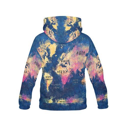 world map oceans and continents All Over Print Hoodie for Women (USA Size) (Model H13)