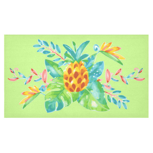 Summer Tropical Pineapple Fruit Floral Cotton Linen Tablecloth 60"x 104"