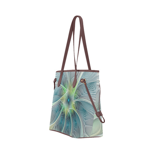 Floral Fantasy Abstract Blue Green Fractal Flower Clover Canvas Tote Bag (Model 1661)