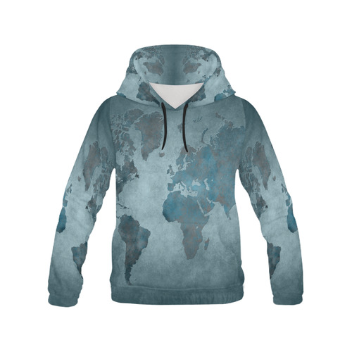 world map 35 All Over Print Hoodie for Women (USA Size) (Model H13)