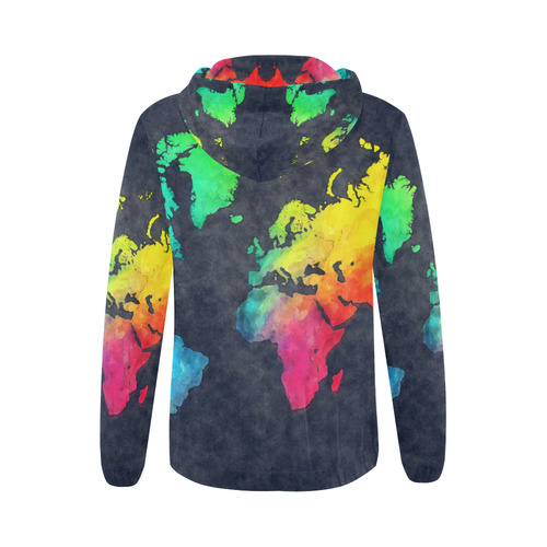 world map All Over Print Full Zip Hoodie for Women (Model H14)