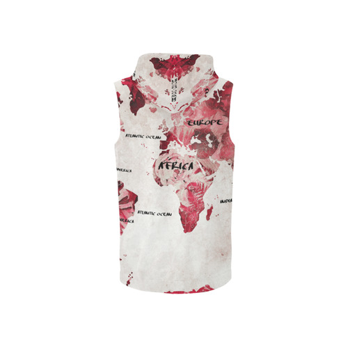 world map All Over Print Sleeveless Zip Up Hoodie for Women (Model H16)