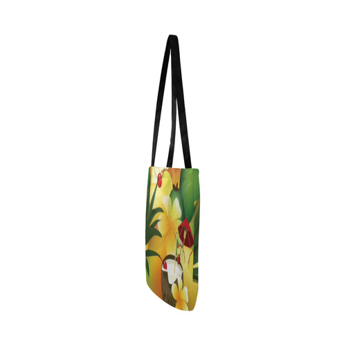 Tropical Floral Watercolor Pineapple Coconut Reusable Shopping Bag Model 1660 (Two sides)