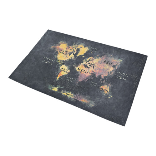 world map OCEANS and continents Bath Rug 20''x 32''