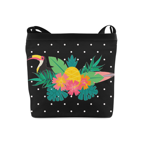 Tropical Hibiscus Floral Toucan Pineapple Monstera Crossbody Bags (Model 1613)