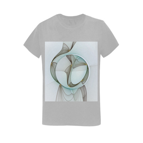 Abstract Modern Turquoise Brown Gold Elegance Women's T-Shirt in USA Size (Two Sides Printing)