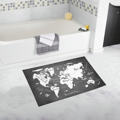 world map Bath Rug 20''x 32''