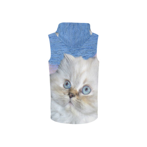 Cat and Water All Over Print Sleeveless Zip Up Hoodie for Women (Model H16)