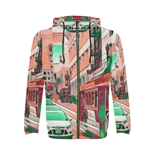 Impressive Travel -San Francisco by JamColors All Over Print Full Zip Hoodie for Men (Model H14)