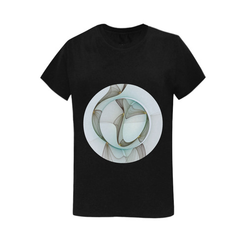 Abstract Modern Turquoise Brown Gold Elegance Women's T-Shirt in USA Size (Two Sides Printing)