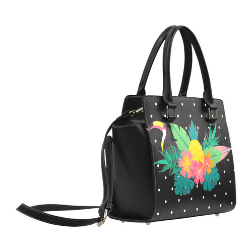 Tropical Hibiscus Floral Toucan Pineapple Monstera Classic Shoulder Handbag (Model 1653)