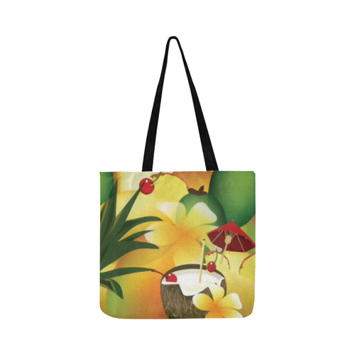 Tropical Floral Watercolor Pineapple Coconut Reusable Shopping Bag Model 1660 (Two sides)