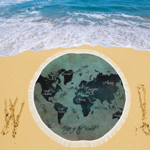 world map Circular Beach Shawl 59"x 59"