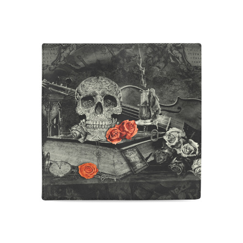 Steampunk Alchemist Mage Red Roses Celtic Skull Women's Leather Wallet (Model 1611)