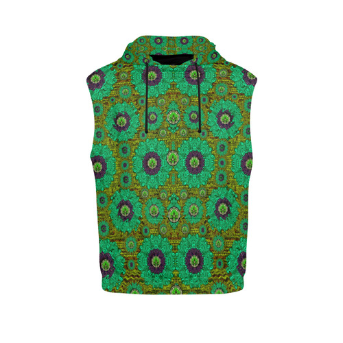 Peacock-flowers in the stars of eden  pop art All Over Print Sleeveless Hoodie for Men (Model H15)